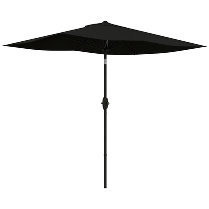 Garden Parasol Straight Rectangular Tilted Parasol 2 x 3m with Crank High Density Waterproof Polyester Canvas 180g/m² Black