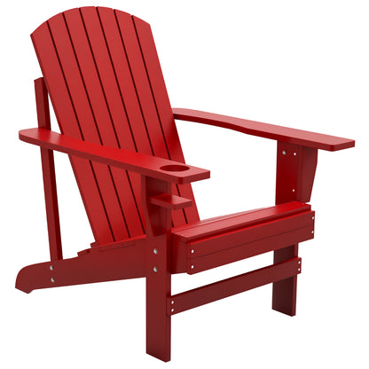 Adirondack Garden Chair with Cup Holder Sun Lounger Balcony Chair Solid Wood Red 72 x 94 x 93 cm