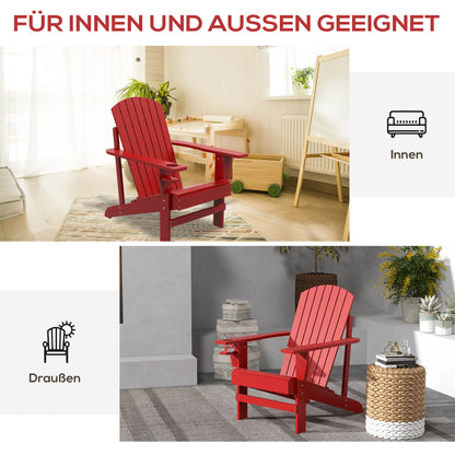 Adirondack Garden Chair with Cup Holder Sun Lounger Balcony Chair Solid Wood Red 72 x 94 x 93 cm