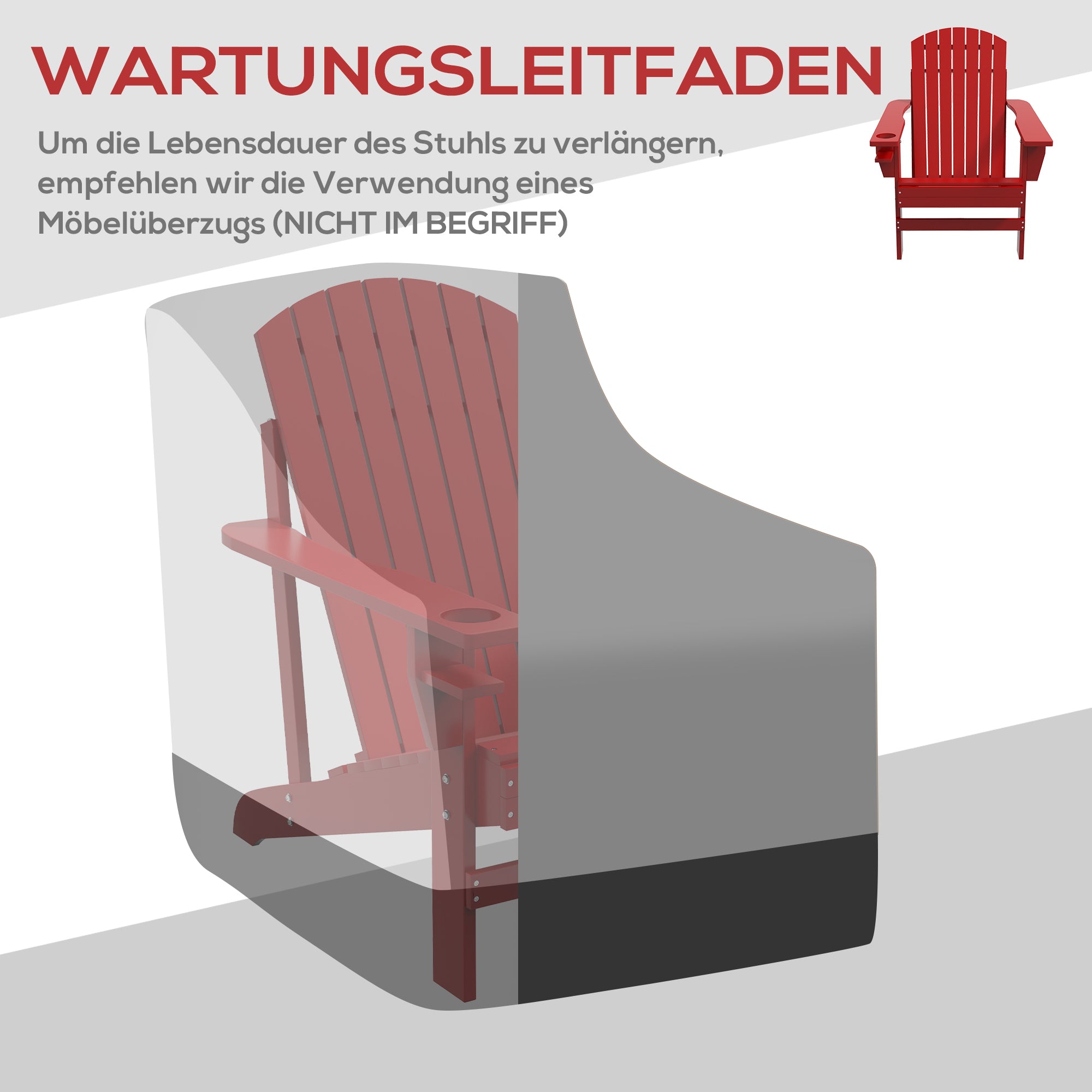 Adirondack Garden Chair with Cup Holder Sun Lounger Balcony Chair Solid Wood Red 72 x 94 x 93 cm
