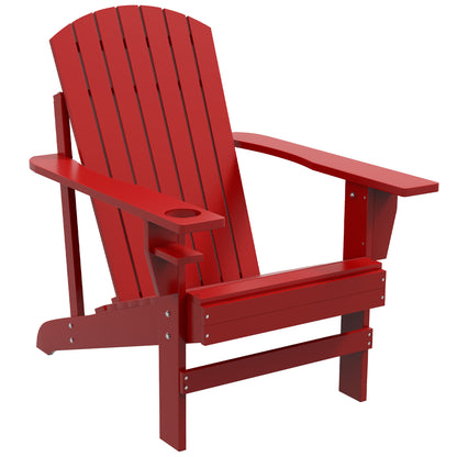Adirondack Garden Chair with Cup Holder Sun Lounger Balcony Chair Solid Wood Red 72 x 94 x 93 cm