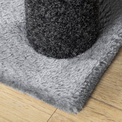 Cat Stairs 4-Step Pet Stairs with Scratching Posts Ball Dog Stairs Pet Stairs for Cats up to 5 kg Plush Jute Gray 60 x 40 x 64 cm