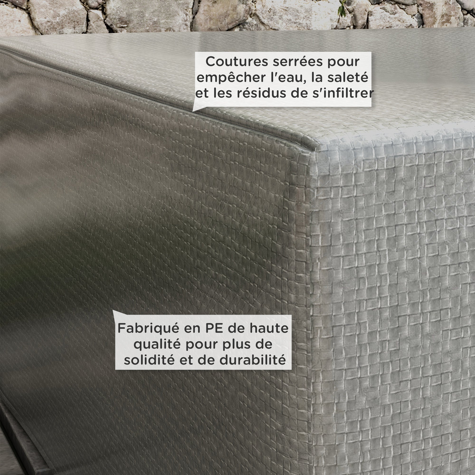 Outdoor Garden Lounge Cover, Outdoor Protective Cover, Anti-UV, High-Strength Polyethylene, Garden Table Cover, 235 x 190 x 90 cm, Gray