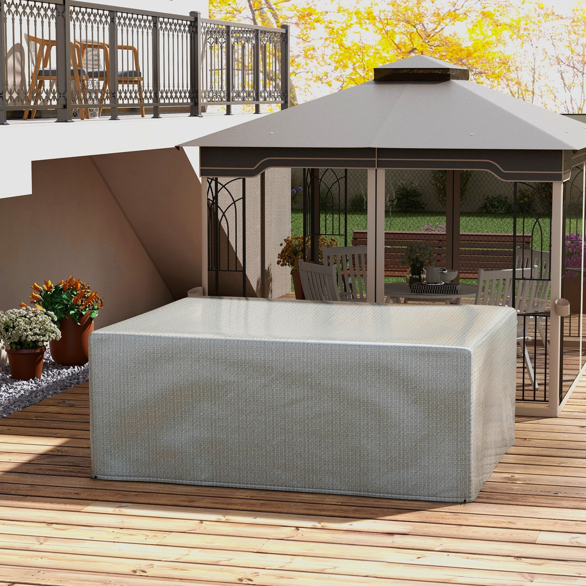 Outdoor Garden Lounge Cover, Outdoor Protective Cover, Anti-UV, High-Strength Polyethylene, Garden Table Cover, 235 x 190 x 90 cm, Gray