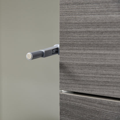 Kitchen Sideboard with 2 Doors 2 Drawers Glossy White Frame Adjustable Shelf Push-Open Storage Cabinet for Bedroom Living Room 31x14x29" Gray