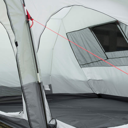 Tunnel Tent for 8 People, Camping Tent with Sleeping Cabin, Living Room, Family Tent with Carrying Bag, Groundsheet, Group Tent with 3 Doors, 2000 mm Water Column, Grey