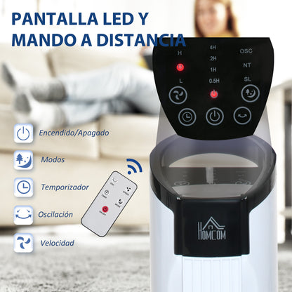 Tower Fan Vertical Fan 50W with Remote Control 3 Speeds LED Display Timer 7.5h and 70° Oscillation Ø20x78.5 cm White