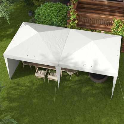 Foldable Canopy 6x3 m Garden Gazebo with Adjustable Height UV30+ Protection Waterproof Sandbags and Carrying Bag Outdoor Gazebo for Garden Parties White