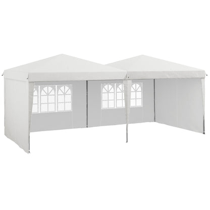 Foldable Canopy 6x3 m Garden Gazebo with Adjustable Height UV30+ Protection Waterproof Sandbags and Carrying Bag Outdoor Gazebo for Garden Parties White