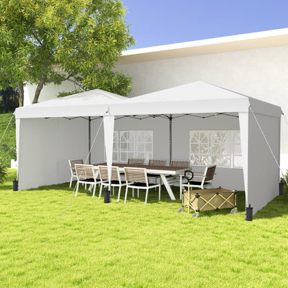 Foldable Canopy 6x3 m Garden Gazebo with Adjustable Height UV30+ Protection Waterproof Sandbags and Carrying Bag Outdoor Gazebo for Garden Parties White