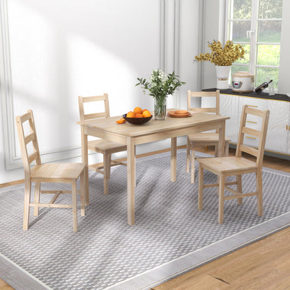 5-Piece Dining Set, Dining Table with 4 Chairs, Space-Saving Dining Group, Rectangular Dining Set for Kitchen, Dining Room, Living Room, Solid Wood, Natural