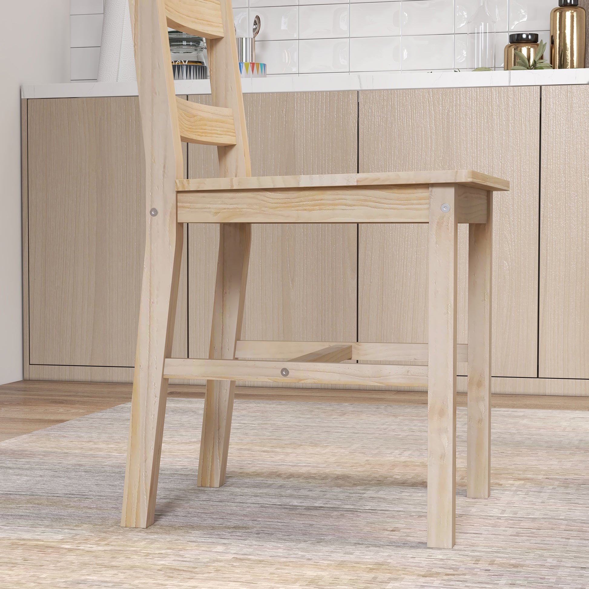 5-Piece Dining Set, Dining Table with 4 Chairs, Space-Saving Dining Group, Rectangular Dining Set for Kitchen, Dining Room, Living Room, Solid Wood, Natural