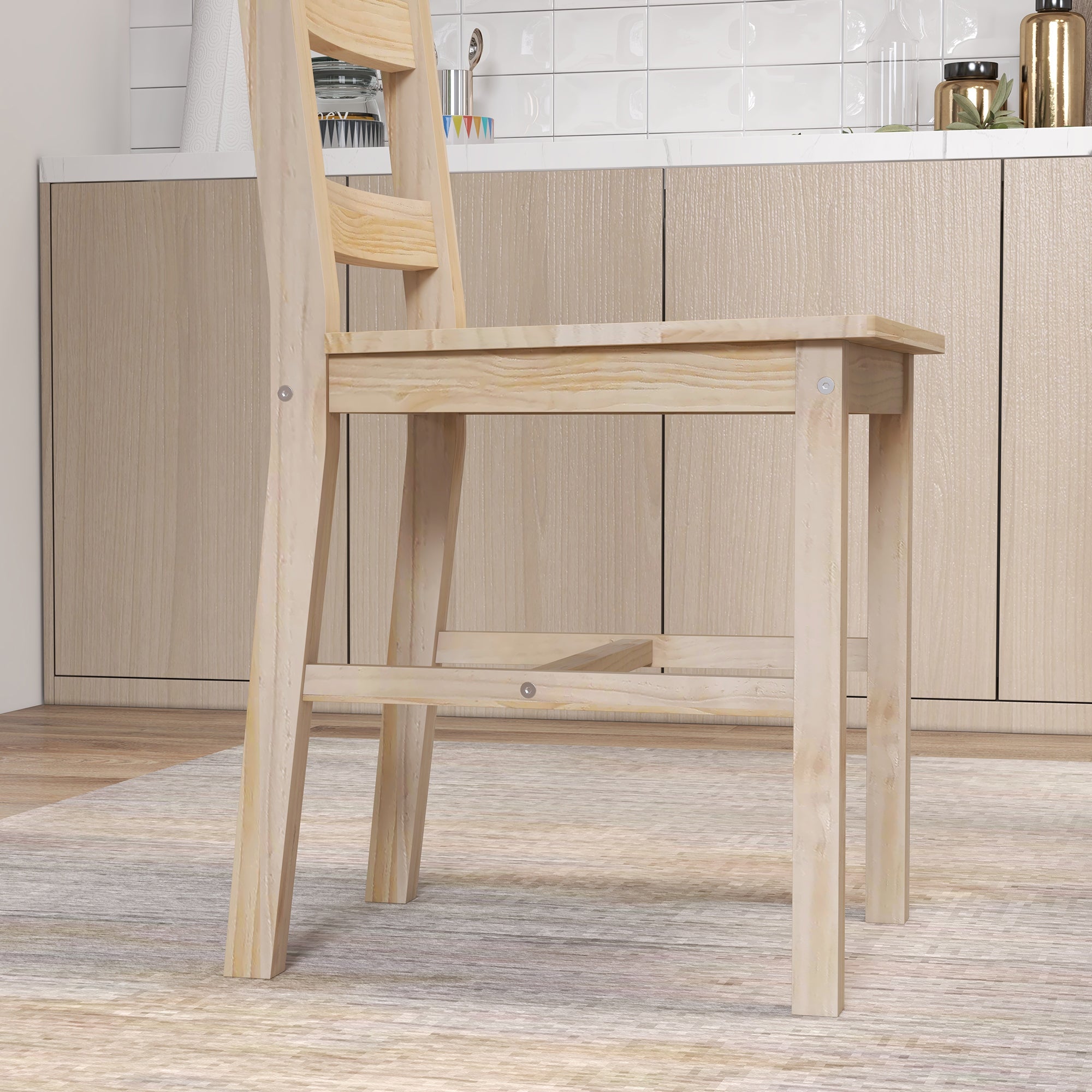 5-Piece Dining Set, Dining Table with 4 Chairs, Space-Saving Dining Group, Rectangular Dining Set for Kitchen, Dining Room, Living Room, Solid Wood, Natural