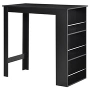 Bistro Bar Table Dining Table with 3 Shelves for Drinks and Bar Wood Structure High Table for Kitchen Living Room 112x57x106 cm Black
