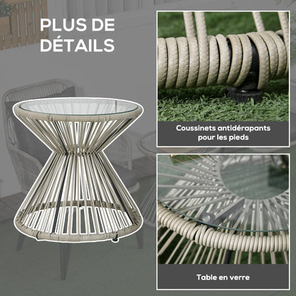 Garden Bistro Set 3 Pieces Bistro Garden Set Steel Frame 2 Armchairs + 1 Round Coffee Table Grey Cushions Included