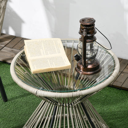 Garden Bistro Set 3 Pieces Bistro Garden Set Steel Frame 2 Armchairs + 1 Round Coffee Table Grey Cushions Included