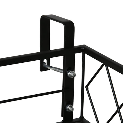 Outdoor Planter with Railing Hooks, Metal Balcony and Terrace Flower Pot Holder, Load Capacity Up to 20kg, 100x31x12cm, Black
