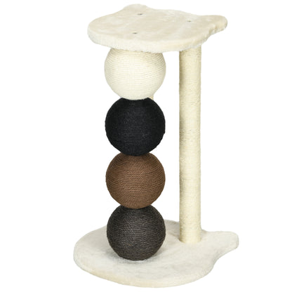 Scratching Post for Cats, Cat Scratching Tree with Platform, Scratching Post with 2 Sisal Posts and 4 Sisal Balls, Cat Scratcher Toy, 38 x 38 x 64 cm