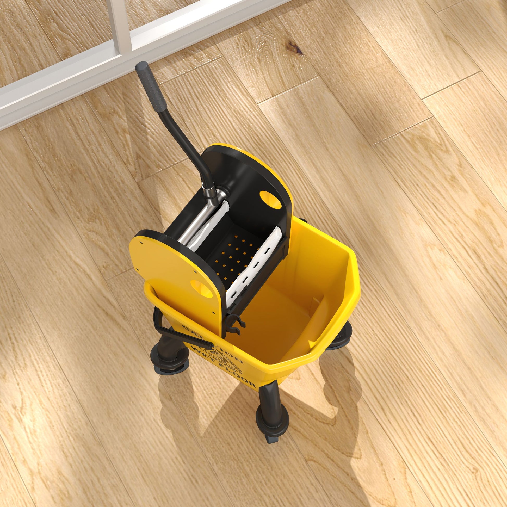 Cleaning Cart 26L Bucket with Wringer and Mop for Household and Commercial Use