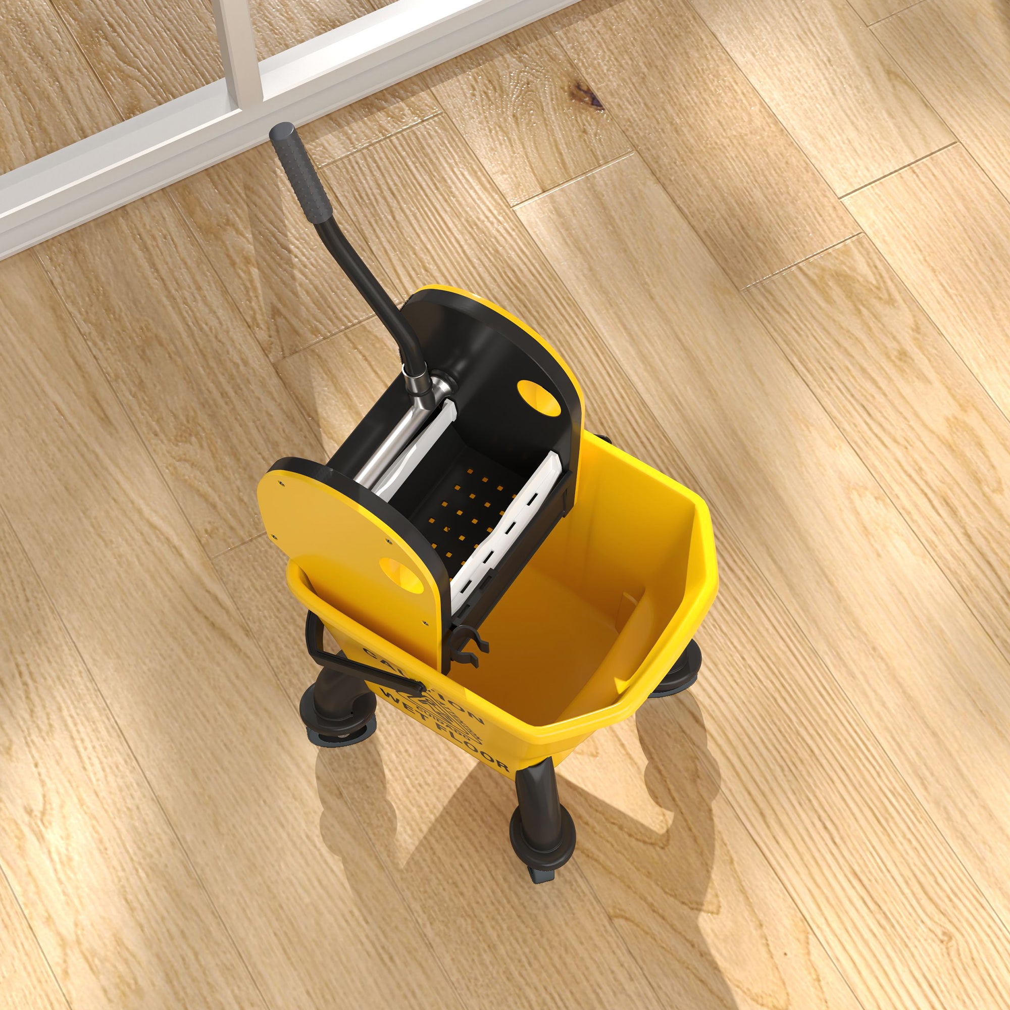 Cleaning Cart 26L Bucket with Wringer and Mop for Household and Commercial Use