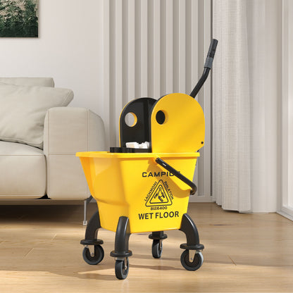 Cleaning Cart 26L Bucket with Wringer and Mop for Household and Commercial Use