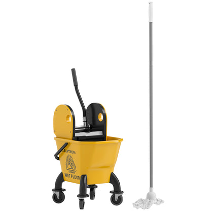 Cleaning Cart 26L Bucket with Wringer and Mop for Household and Commercial Use