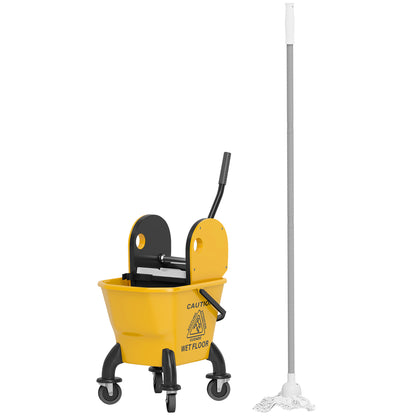 Cleaning Cart 26L Bucket with Wringer and Mop for Household and Commercial Use