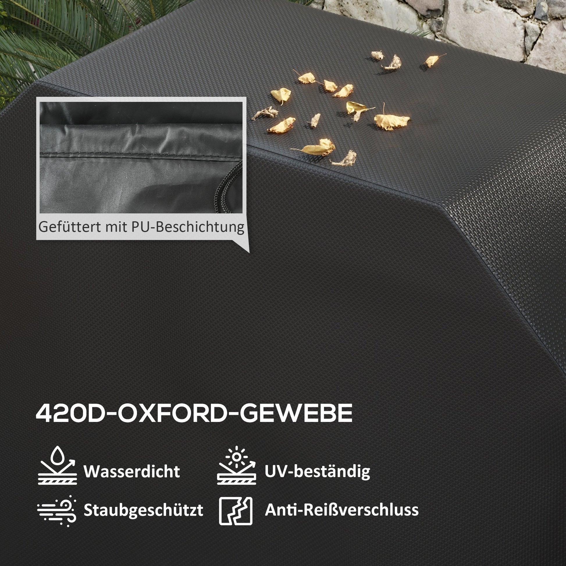 Grill Cover BBQ Cover Weatherproof Gas Grill Cover with Velcro Closures, Oxford, Black, 124 x 61 x 91cm