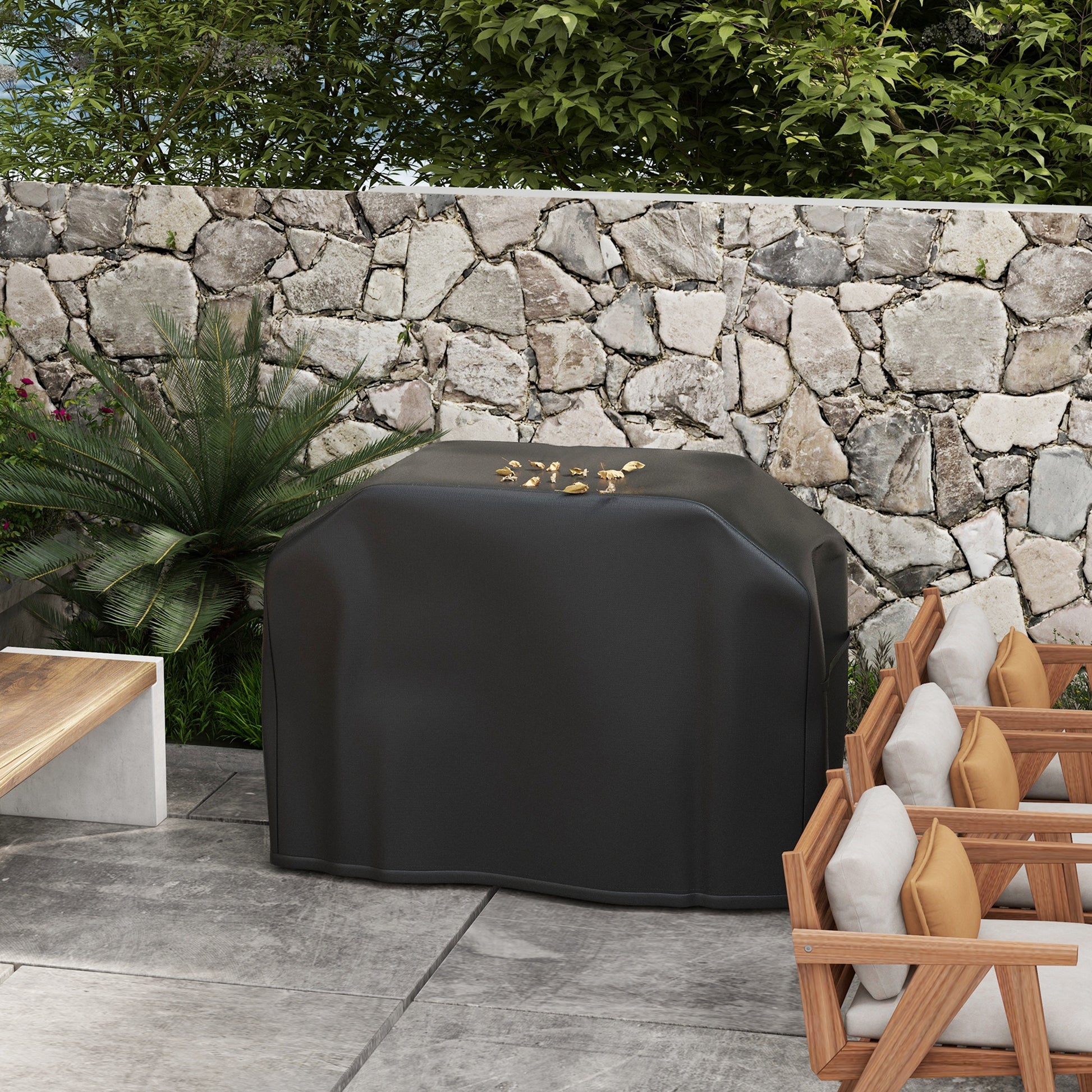 Grill Cover BBQ Cover Weatherproof Gas Grill Cover with Velcro Closures, Oxford, Black, 124 x 61 x 91cm