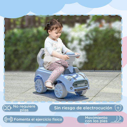 Baby Walker for 18 to 36 Months Babies Ride-on Car with Steering Wheel Horn and Anti-Tip System Load 25 kg 53x25x35 cm Light Blue