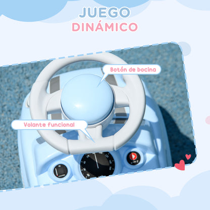 Baby Walker for 18 to 36 Months Babies Ride-on Car with Steering Wheel Horn and Anti-Tip System Load 25 kg 53x25x35 cm Light Blue