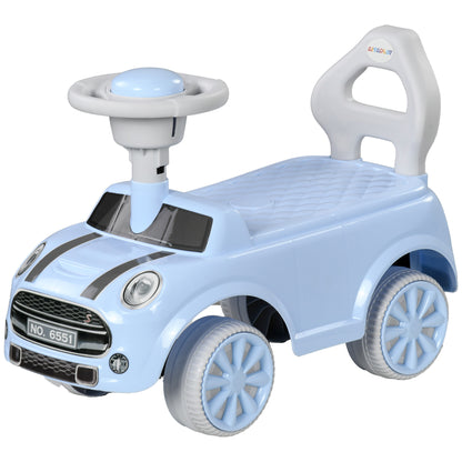 Baby Walker for 18 to 36 Months Babies Ride-on Car with Steering Wheel Horn and Anti-Tip System Load 25 kg 53x25x35 cm Light Blue