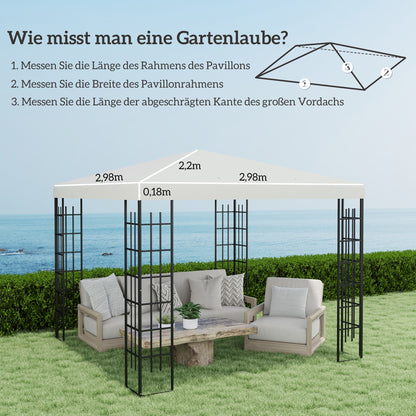 Replacement Canopy for 3 x 3 m Pavilion, Waterproof Pavilion Cover, Replacement for Garden Pavilion, Oxford Fabric Replacement Parts, 370 g/m², Light Grey
