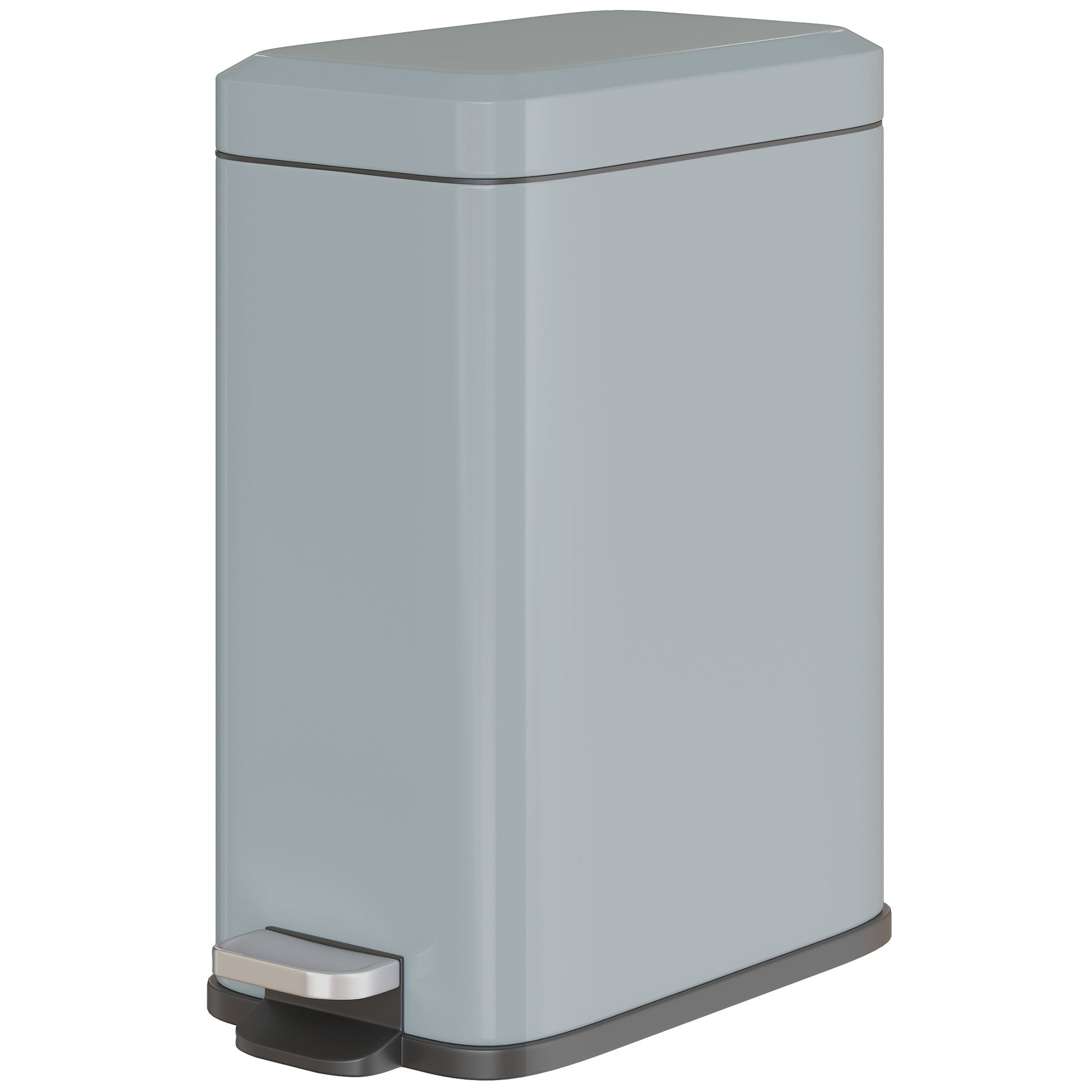 Trash Can 5L with Soft Close Lid and Pedal, Trash Can including Inner Bin Cosmetic Bin for Living Room, Office, Metal, Gray, 29.2 x 14 x 32 cm