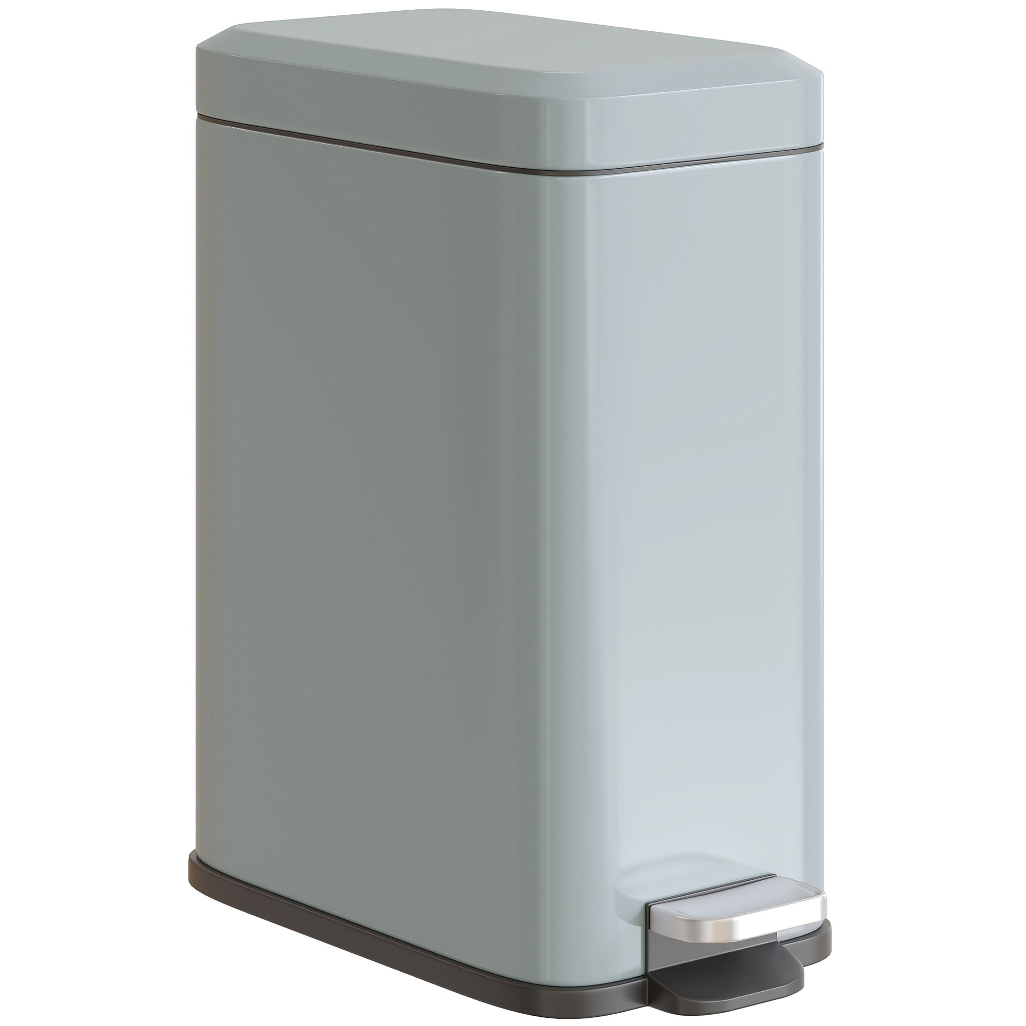 Trash Can 5L with Soft Close Lid and Pedal, Trash Can including Inner Bin Cosmetic Bin for Living Room, Office, Metal, Gray, 29.2 x 14 x 32 cm