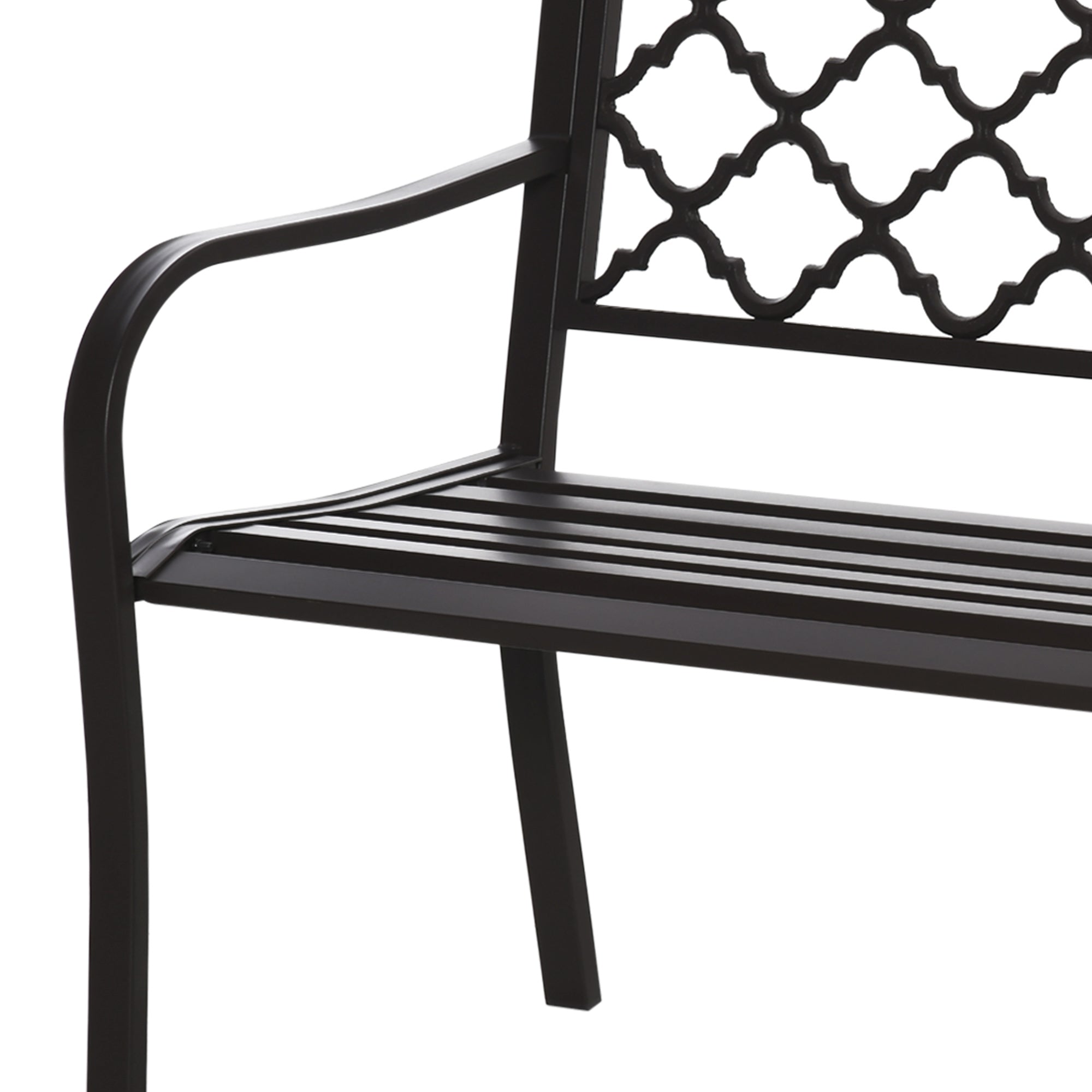 Rural Chic Style 3-Seater Garden Bench for Patio 128L x 60W x 89H cm Anti-Corrosion Epoxy Metal Cast Iron Brown
