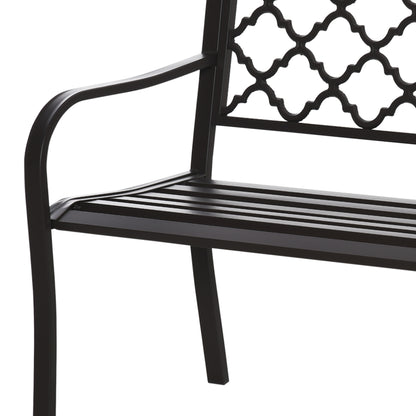 Rural Chic Style 3-Seater Garden Bench for Patio 128L x 60W x 89H cm Anti-Corrosion Epoxy Metal Cast Iron Brown