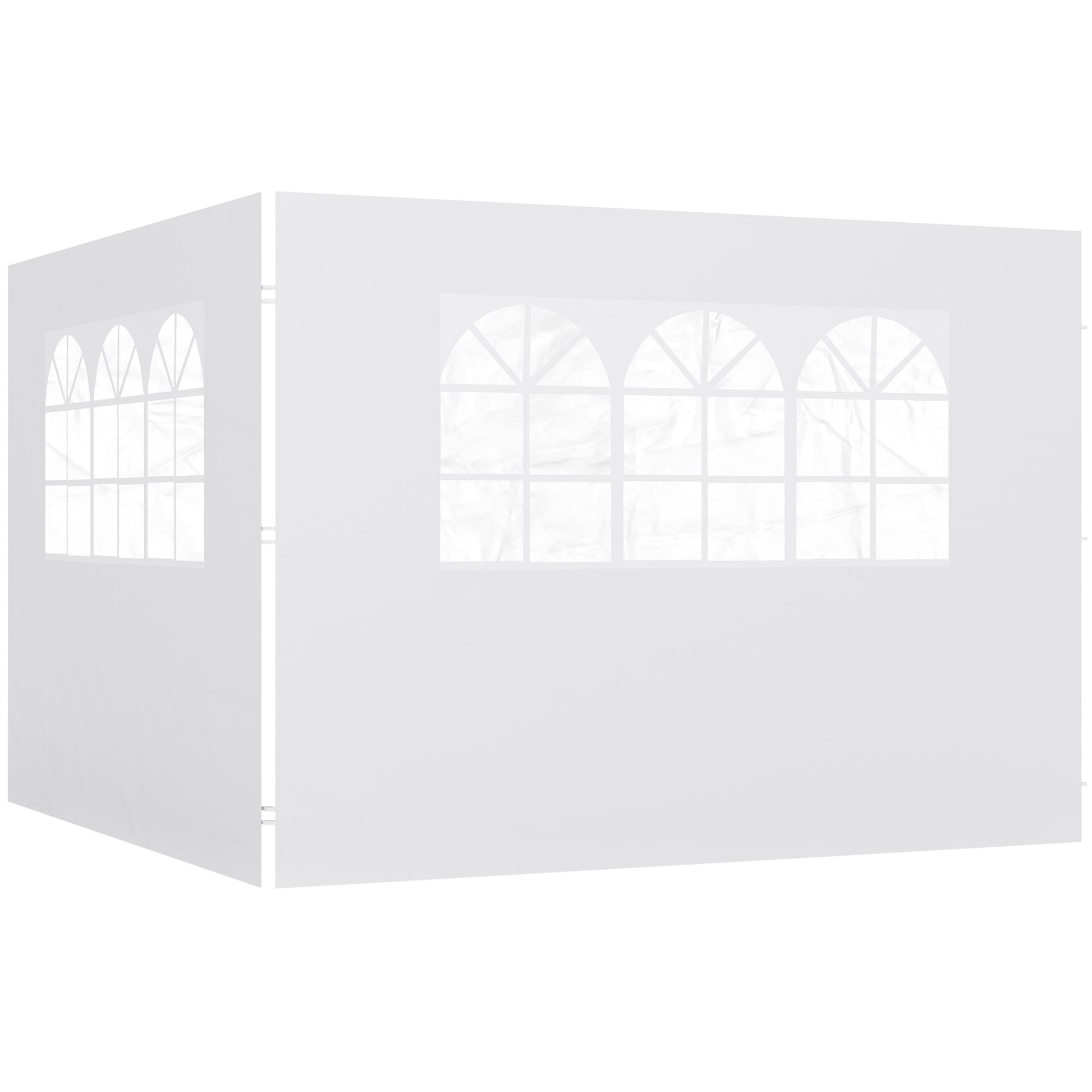 2 Side Walls for 2.95x2m Gazebo Canopy Oxford Fabric Sunshade Side Panels with Window Fit for 3x3 3x6 White