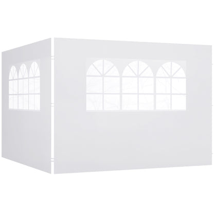 2 Side Walls for 2.95x2m Gazebo Canopy Oxford Fabric Sunshade Side Panels with Window Fit for 3x3 3x6 White