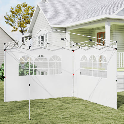 2 Side Walls for 2.95x2m Gazebo Canopy Oxford Fabric Sunshade Side Panels with Window Fit for 3x3 3x6 White