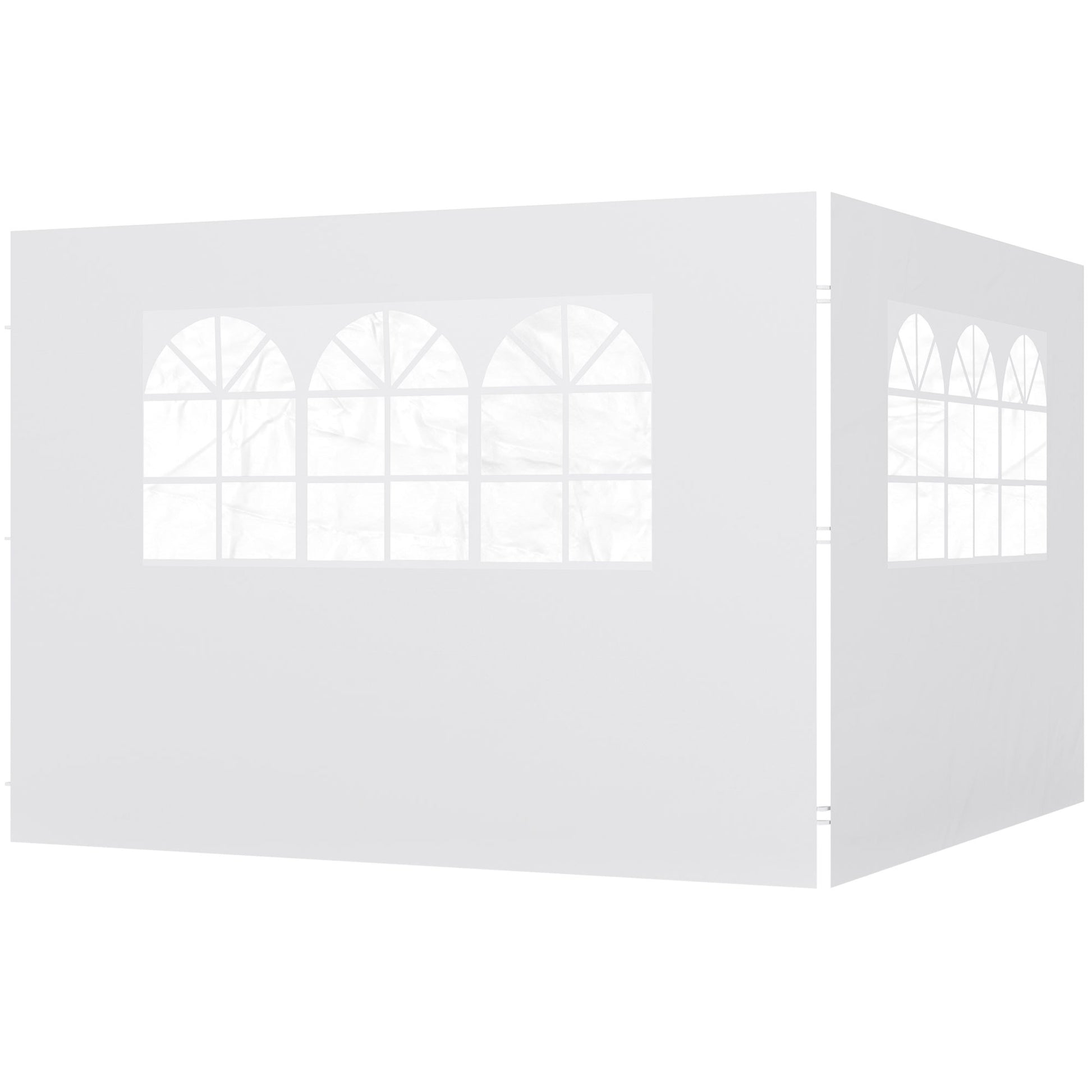 2 Side Walls for 2.95x2m Gazebo Canopy Oxford Fabric Sunshade Side Panels with Window Fit for 3x3 3x6 White