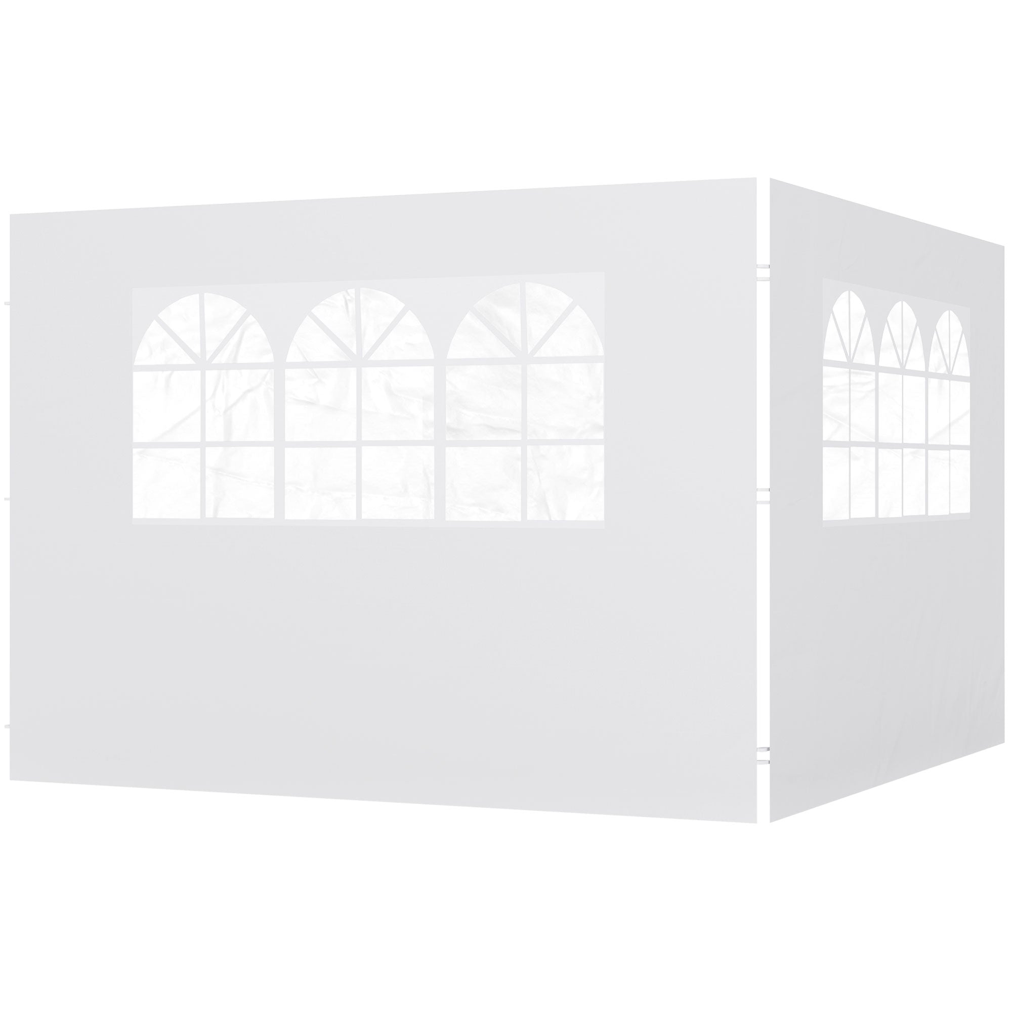 2 Side Walls for 2.95x2m Gazebo Canopy Oxford Fabric Sunshade Side Panels with Window Fit for 3x3 3x6 White