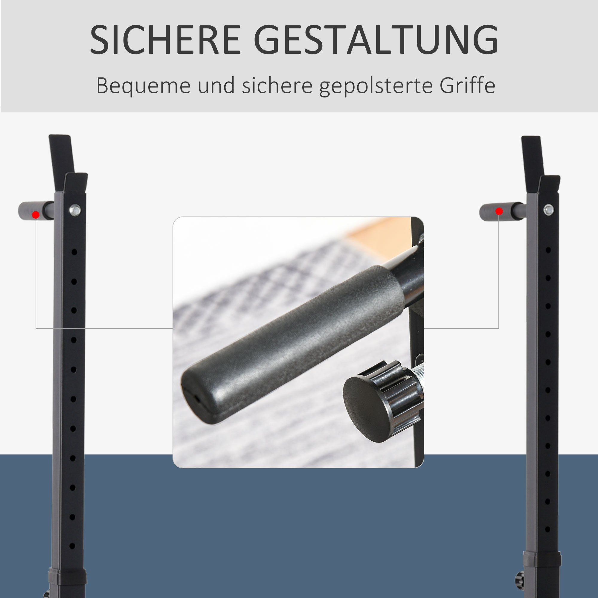 Barbell Stand Barbell Rack made of Steel Height-Adjustable Barbell Stand up to 150 kg Load Capacity Squat Rack with Rubber Feet Barbell Stand for Strength Training