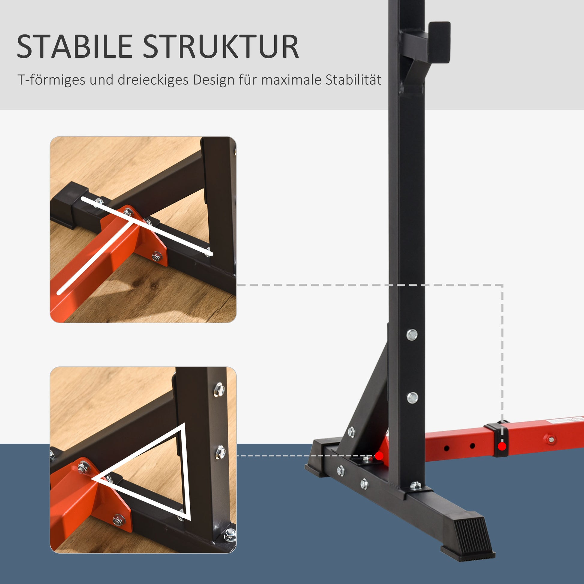 Barbell Stand Barbell Rack made of Steel Height-Adjustable Barbell Stand up to 150 kg Load Capacity Squat Rack with Rubber Feet Barbell Stand for Strength Training