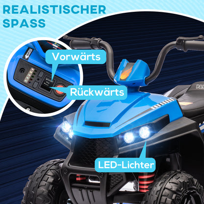 Electric Quad for Kids 12V Children's Quad with 4-Wheel Suspension, MP3 Music Player, Kids Vehicle with Headlights, Forward and Reverse Gear, for 3-5 Years Old Kids, 5 km/h, Metal, Blue