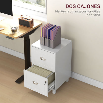 Office Drawer Cabinet Filing Cabinet with 2 Drawers Desk Drawer with Locks Hanging Folders for A4 and Letter 40x41.5x67.5 cm White