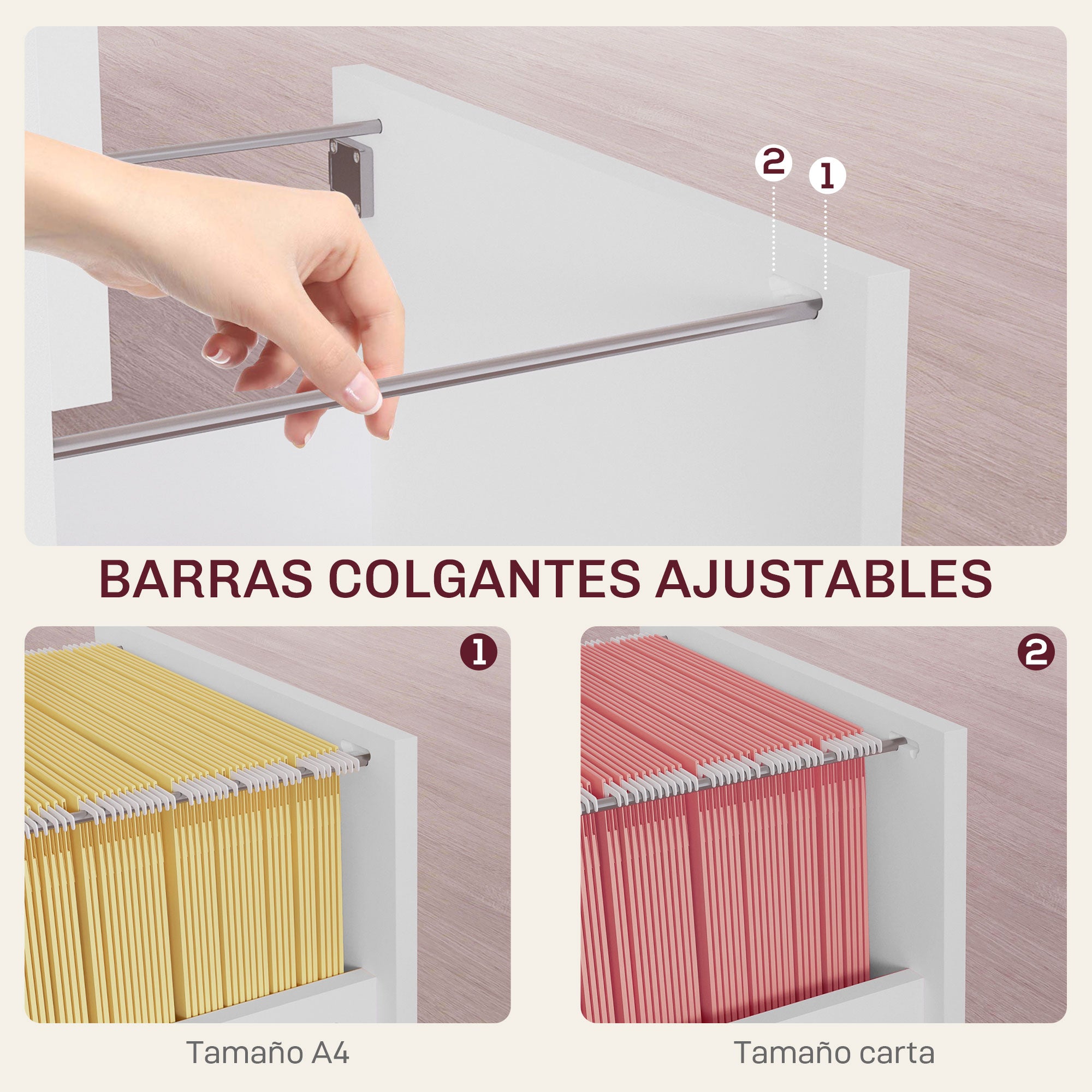 Office Drawer Cabinet Filing Cabinet with 2 Drawers Desk Drawer with Locks Hanging Folders for A4 and Letter 40x41.5x67.5 cm White