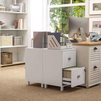Office Drawer Cabinet Filing Cabinet with 2 Drawers Desk Drawer with Locks Hanging Folders for A4 and Letter 40x41.5x67.5 cm White