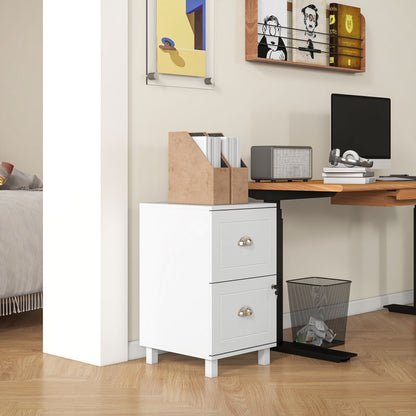 Office Drawer Cabinet Filing Cabinet with 2 Drawers Desk Drawer with Locks Hanging Folders for A4 and Letter 40x41.5x67.5 cm White