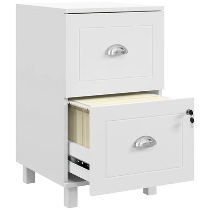 Office Drawer Cabinet Filing Cabinet with 2 Drawers Desk Drawer with Locks Hanging Folders for A4 and Letter 40x41.5x67.5 cm White